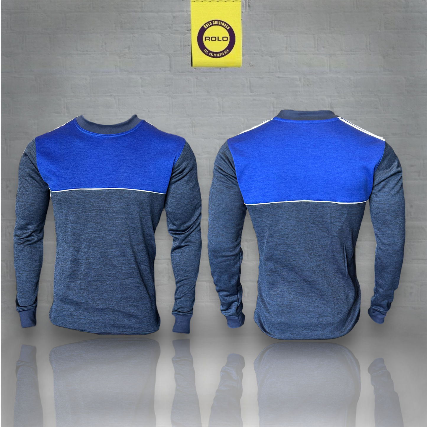 Royal Blue/Dark Grey Crew-Neck Jumper