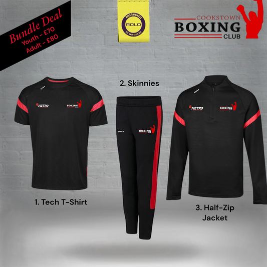 Cookstown Boxing Club – 3-item Bundle (T-Shirt, Skinnies, Halfzip)