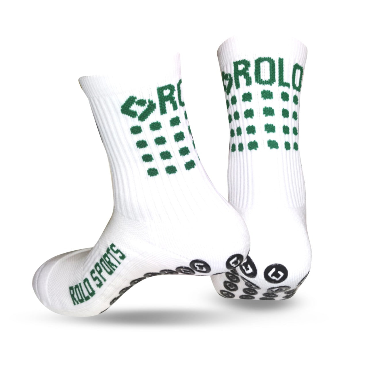 White & Green Grip Sports Socks