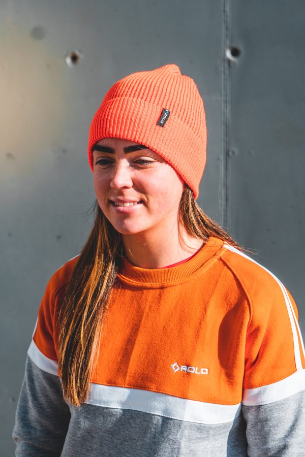 Soft Rib Knit Beanie Hat - Bright Orange