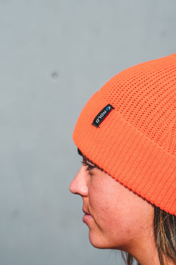 Soft Rib Knit Beanie Hat - Bright Orange