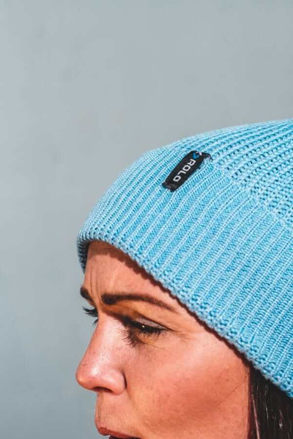 Soft Rib Knit Beanie Hat – Light Blue