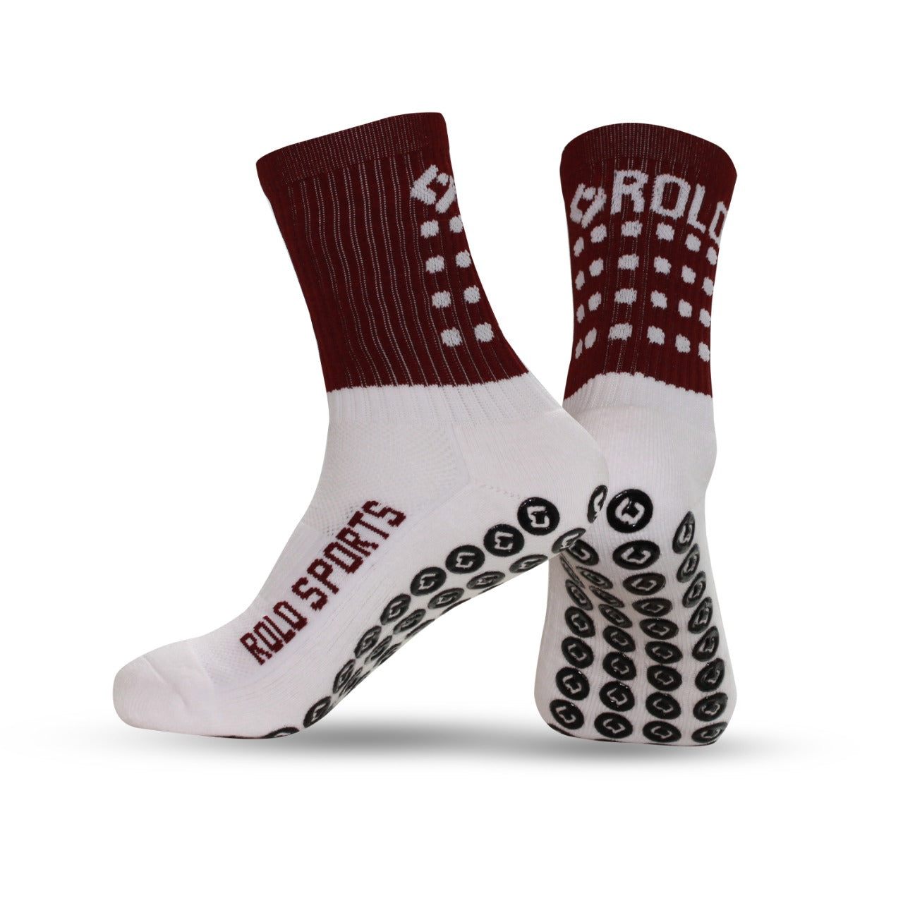 Maroon & White Grip Sports Socks