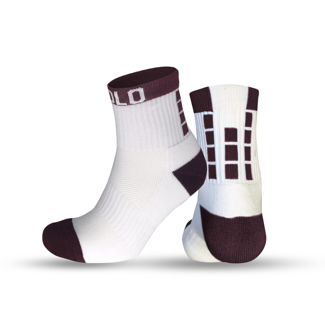 Lowrise Cushioned Ankle Socks Maroon White - Main Image
