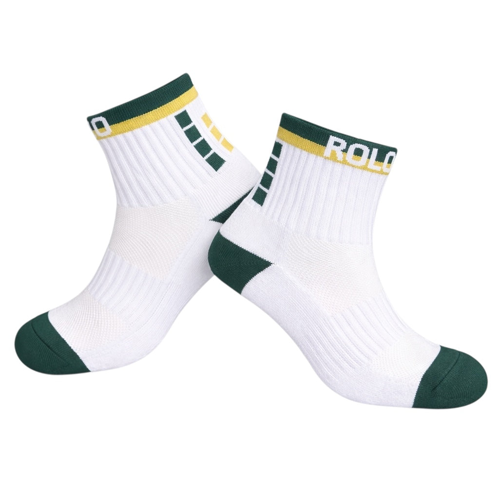Low Rise Cushioned Ankle Socks - Dark Green/Gold/White