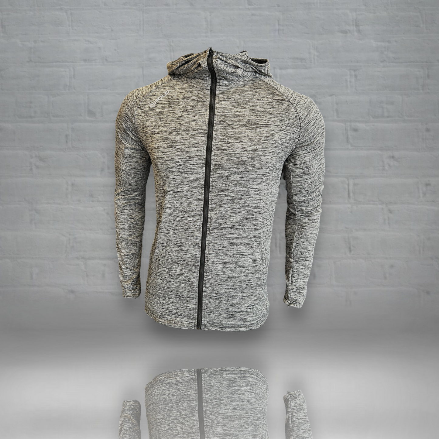 Light Grey Mélange light fitted full-zip hoodie