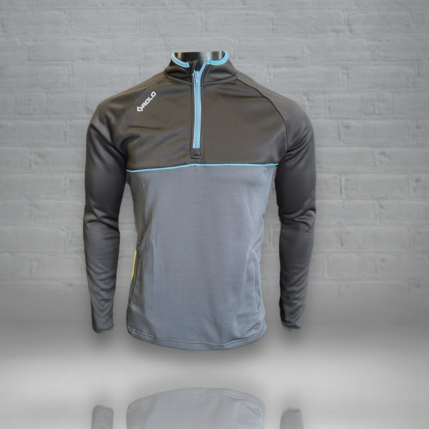 Grey/Sky Blue Half-zip Top