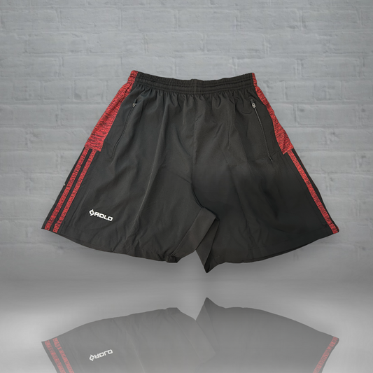 Black and Red Mélange Leisure Shorts