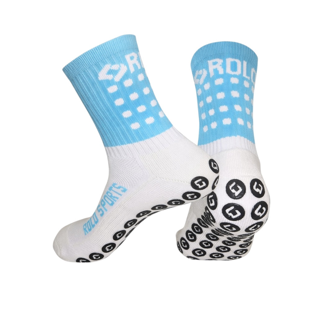 Sky Blue & White Grip Sports Socks