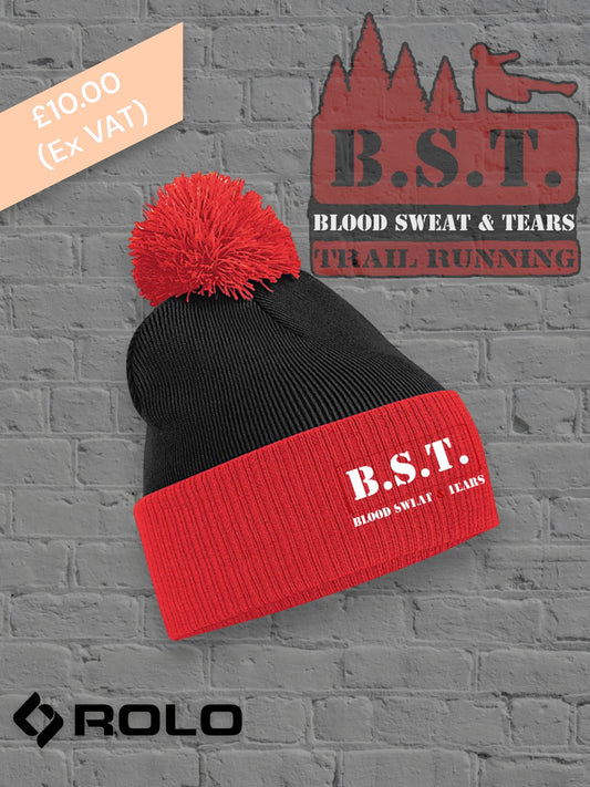 Black/red B.S.T. Bobble hat