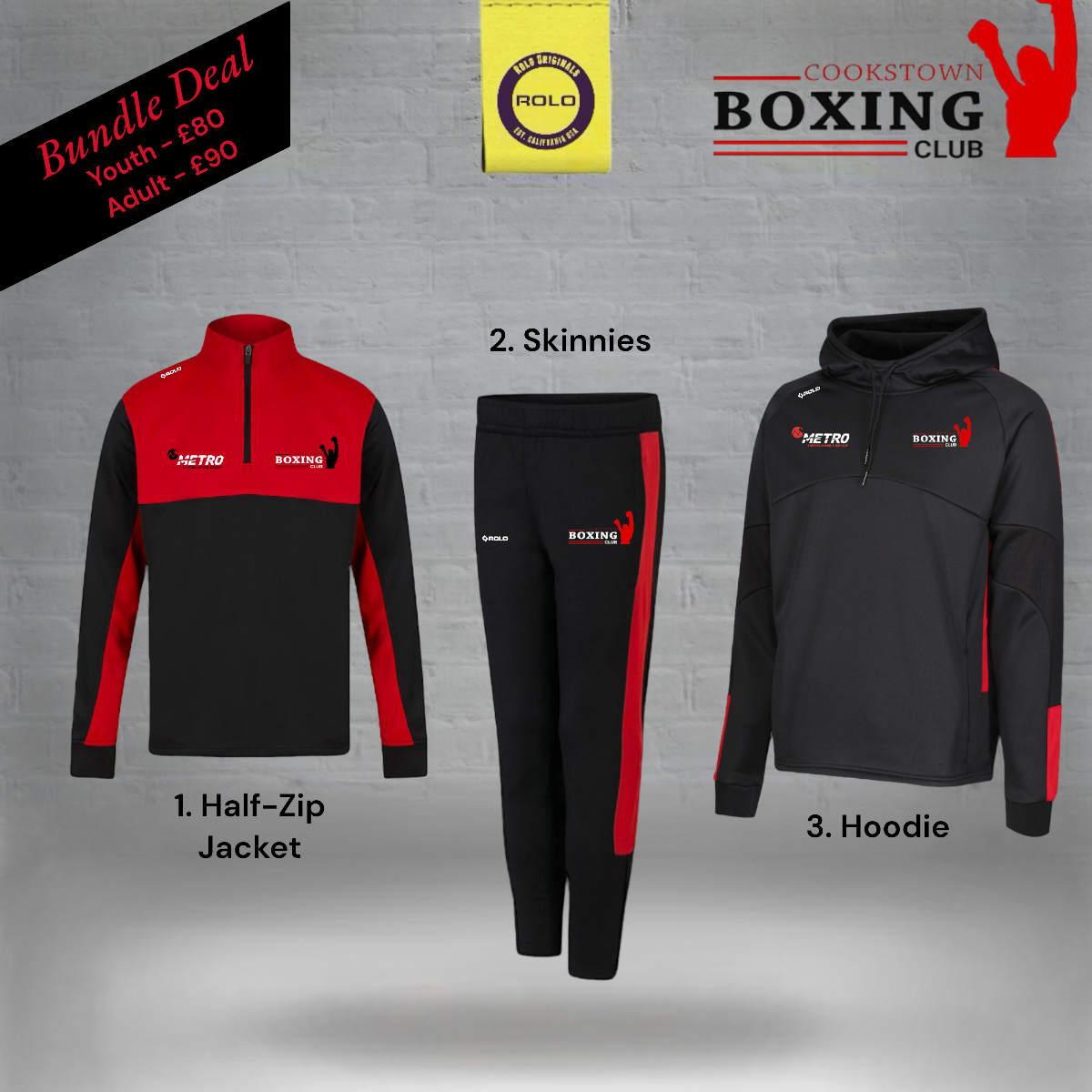 Cookstown Boxing Club – 3-item Bundle (Halfzip, Skinnies, Hoodie)