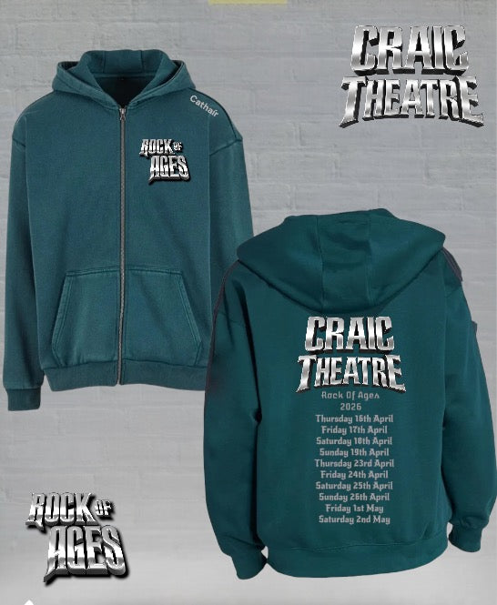CRAIC Theatre – Rock Of Ages - Bottle Green Zip Up Hoodie