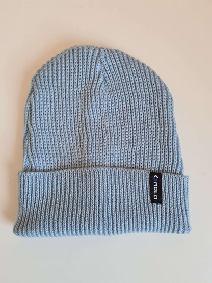 Soft Rib Knit Beanie Hat – Light Blue