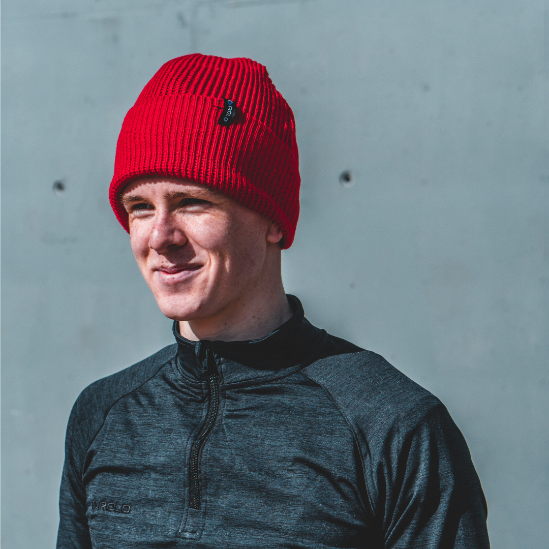 Soft Rib Knit Beanie Hat – Red