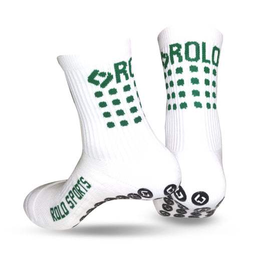 White & Green Grip Sports Socks