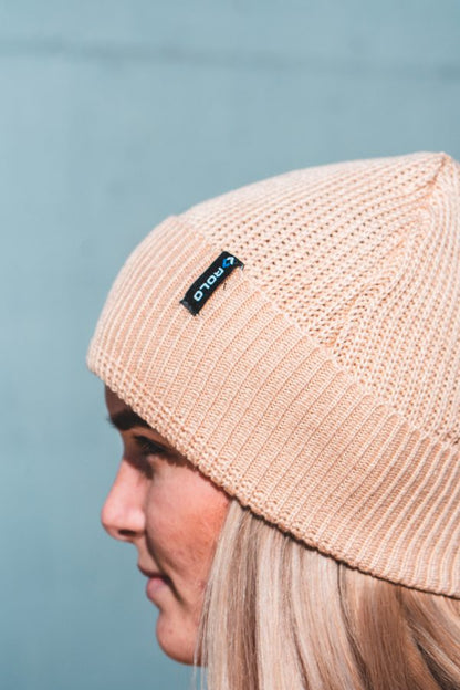 Soft Rib Knit Beanie Hat – Tan