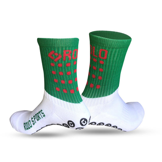 Green/Red Grip Sports Socks