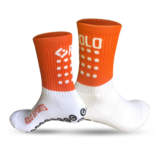 Orange & White Grip Sports Socks