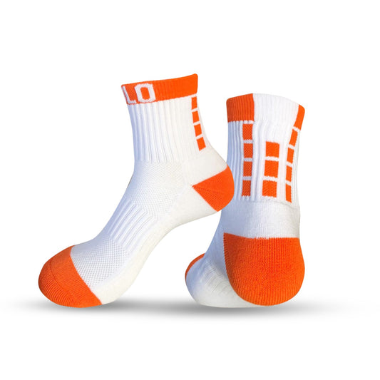 Lowrise Cushioned Ankle Socks - Orange & White