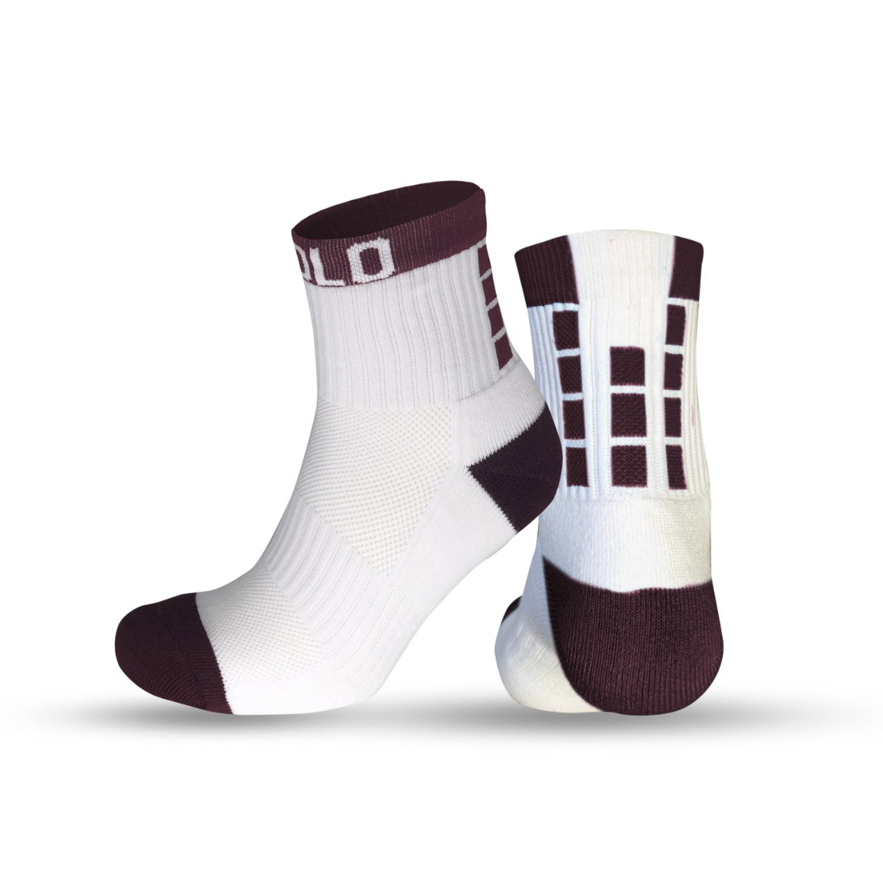 Lowrise Cushioned Ankle Socks - Maroon & White
