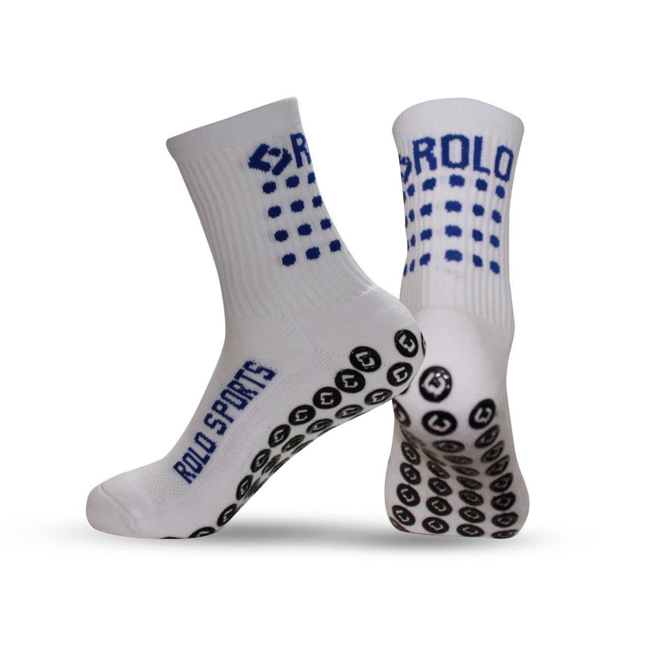 White & Blue Grip Sports Socks – Rolo Sports